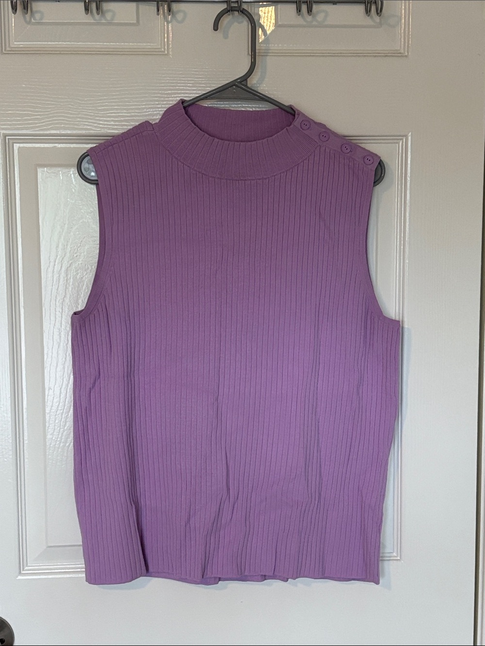 Talbots Ribbed Sleeveless Mock Neck Tank in Lavender